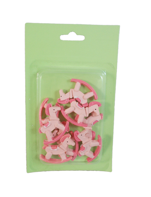 Bomboniera Cavalluccio a Dondolo Rosa Conf.8 Pezzi Nascita e Battesimo Cm.4x3