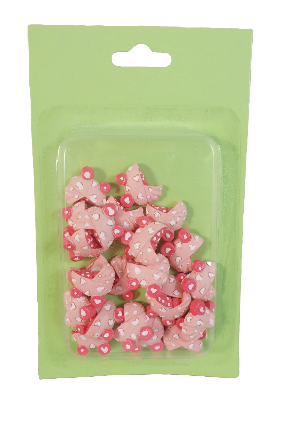 Bomboniera Carrozzina Rosa Conf. 24 Pezzi Nascita e Battesimo Cm.2x2