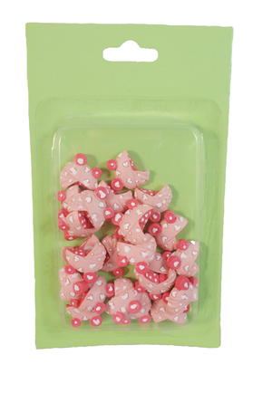Bomboniera Carrozzina Rosa Conf. 24 Pezzi Nascita e Battesimo Cm.2x2