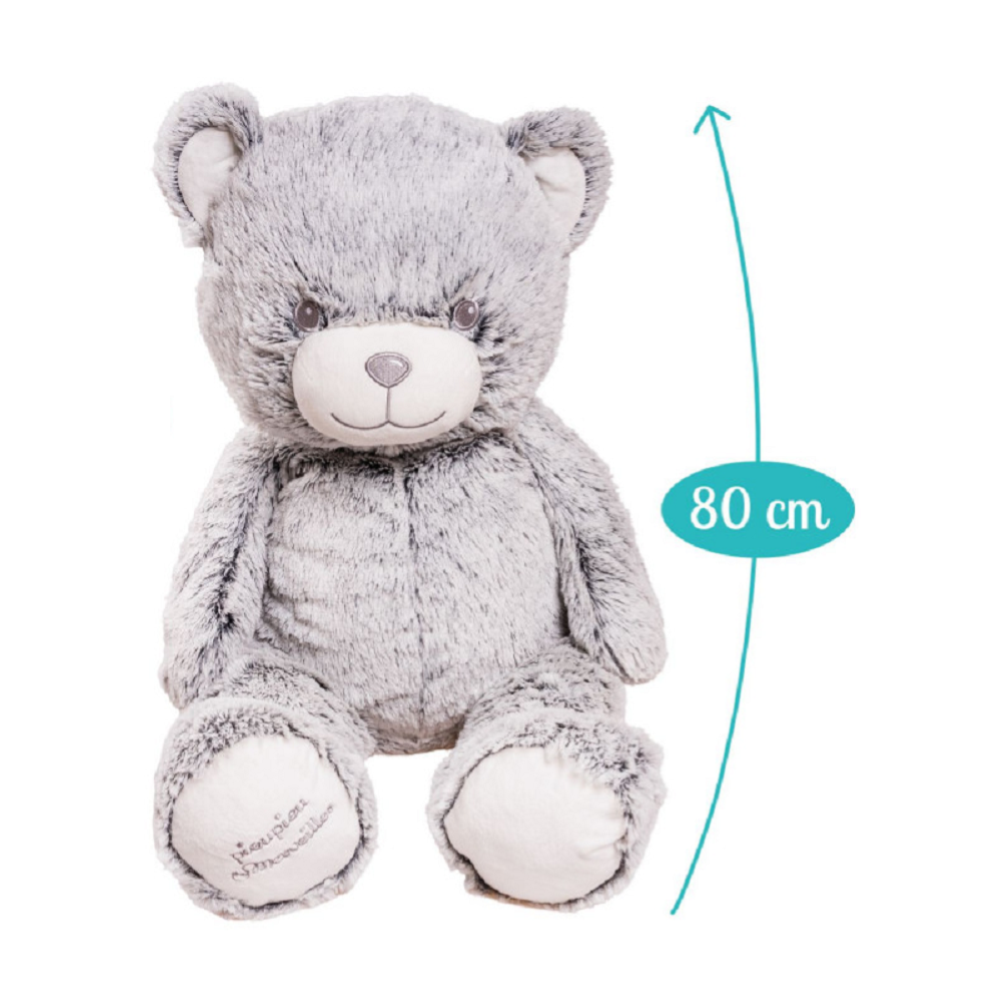 Peluche Gigante Orso Grigio Gaston Morbido Pupazzo 80 CM - 16554