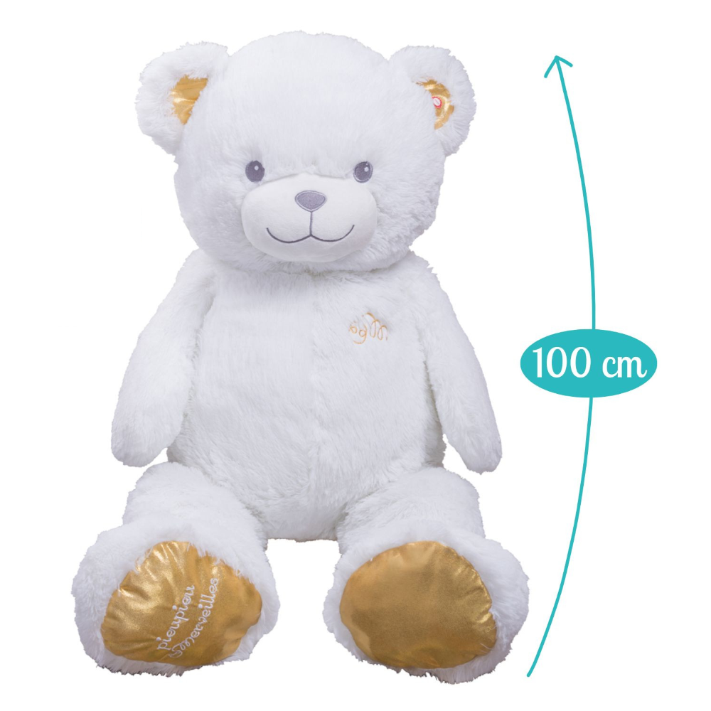 Peluche Gigante Orso Bianco Gaston Morbido Pupazzo 100 CM - 16606