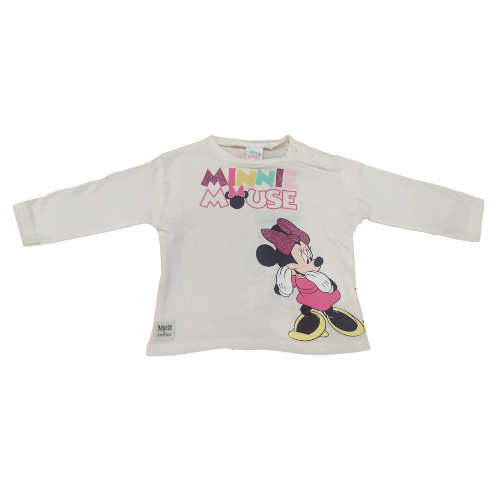 T-Shirt M.l. Minnie Mouse DISNEY Maglietta Neonata Sun City - Vh0004bianco