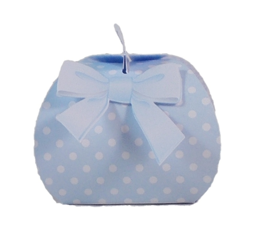 Bomboniera Mini Cesto Celeste con Fiocco Scatolina Portaconfetti Cm.7.5x7x6.5