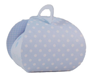 Bomboniera Mini Cesto Celeste con Fiocco Scatolina Portaconfetti Cm.7.5x7x6.5