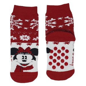 Calzini Antiscivolo Natale Minnie Mouse DISNEY in Spugna 2 Paia 23/26 - Min0676