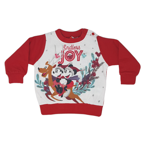 Pigiama Natalizio Minnie Mouse DISNEY T-Shirt Pantalone 100% Cotone Felpato - Min0159/2