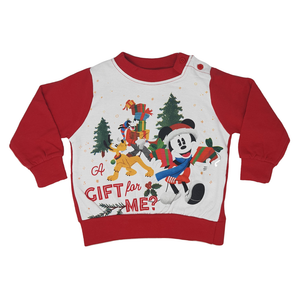 Pigiama Natalizio Mickey Mouse DISNEY Topolino T-Shirt Pantalone 100% Cotone Felpato - Mic0158/2