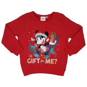 Pigiama Natalizio Minnie Mouse DISNEY T-Shirt Pantalone 100% Cotone Felpato - Min0679/1