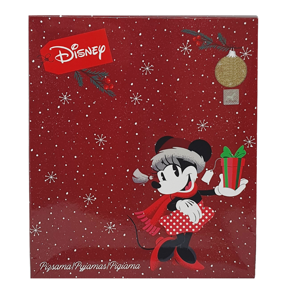 Pigiama Natalizio Minnie Mouse DISNEY T-Shirt Pantalone 100% Cotone Felpato - Min0679/1