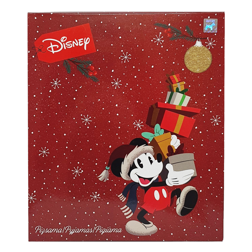 Pigiama Natalizio Mickey Mouse DISNEY Topolino T-Shirt Pantalone 100% Cotone Felpato - Mic0678/1