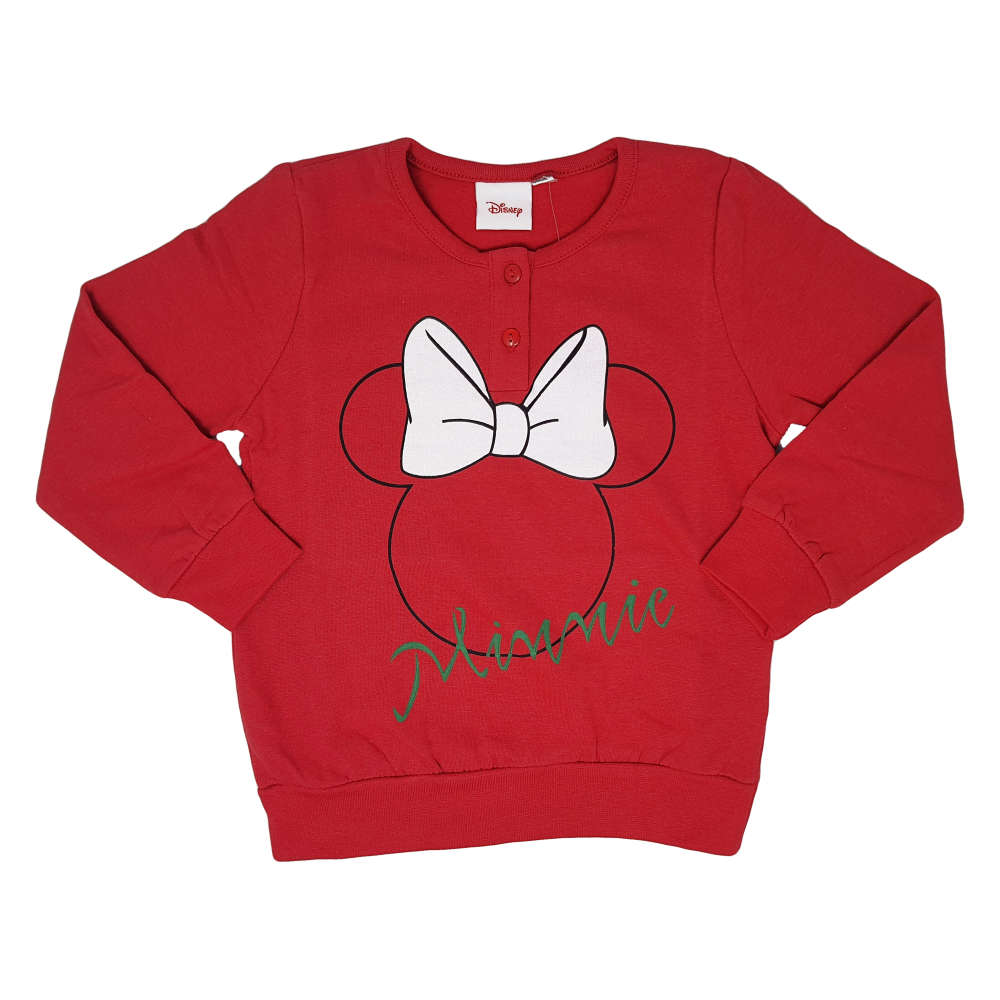 Pigiama Natalizio Minnie Mouse DISNEY T-Shirt Pantalone 100% Cotone Felpato Adulto - Min0705