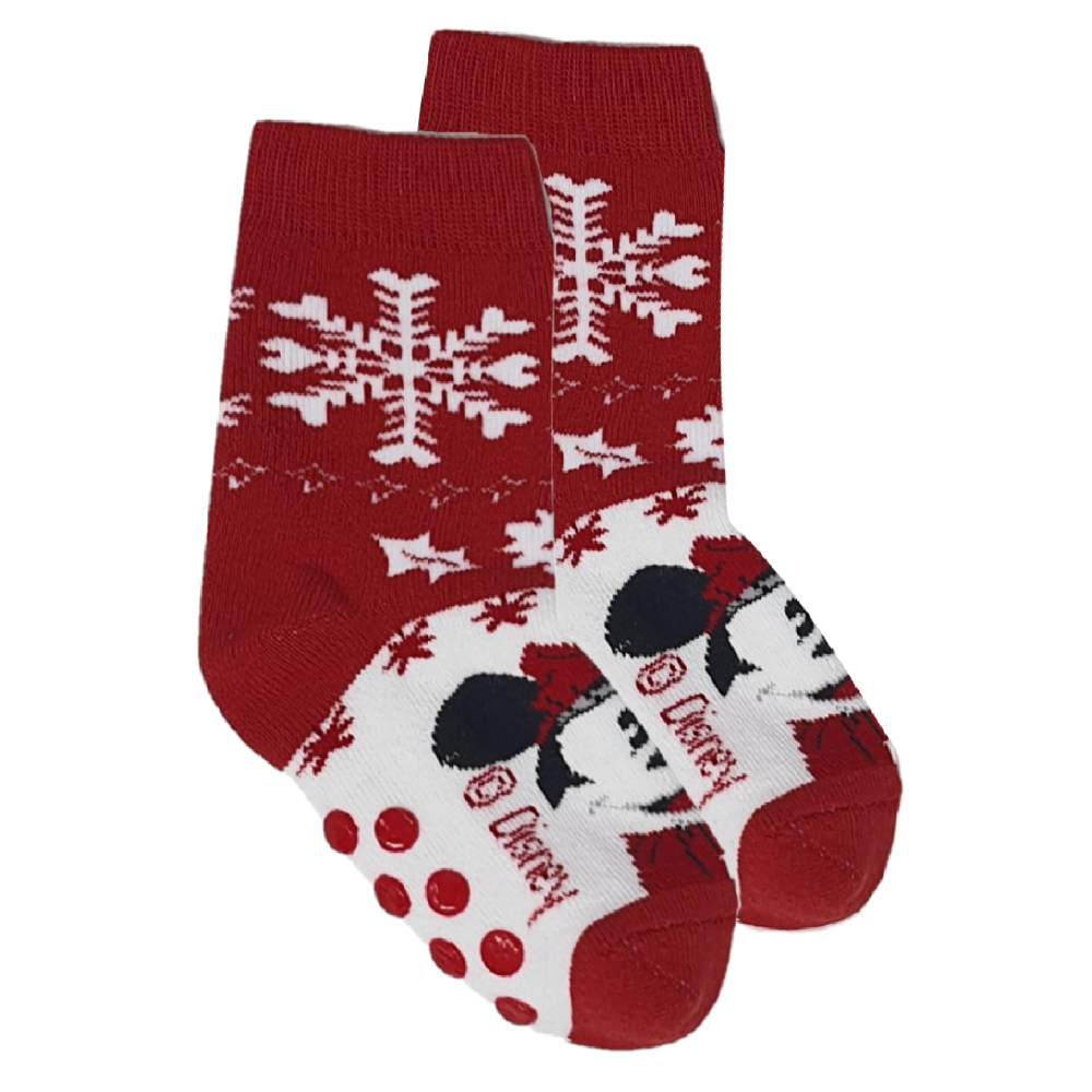 Calzini Antiscivolo Natale Minnie Mouse DISNEY in Spugna 2 Paia 23/26 - Min0676