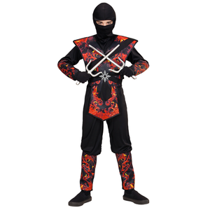 Costume Carnevale Ninja Drago in Fiamme Bambino Abito Travestimento - 0563