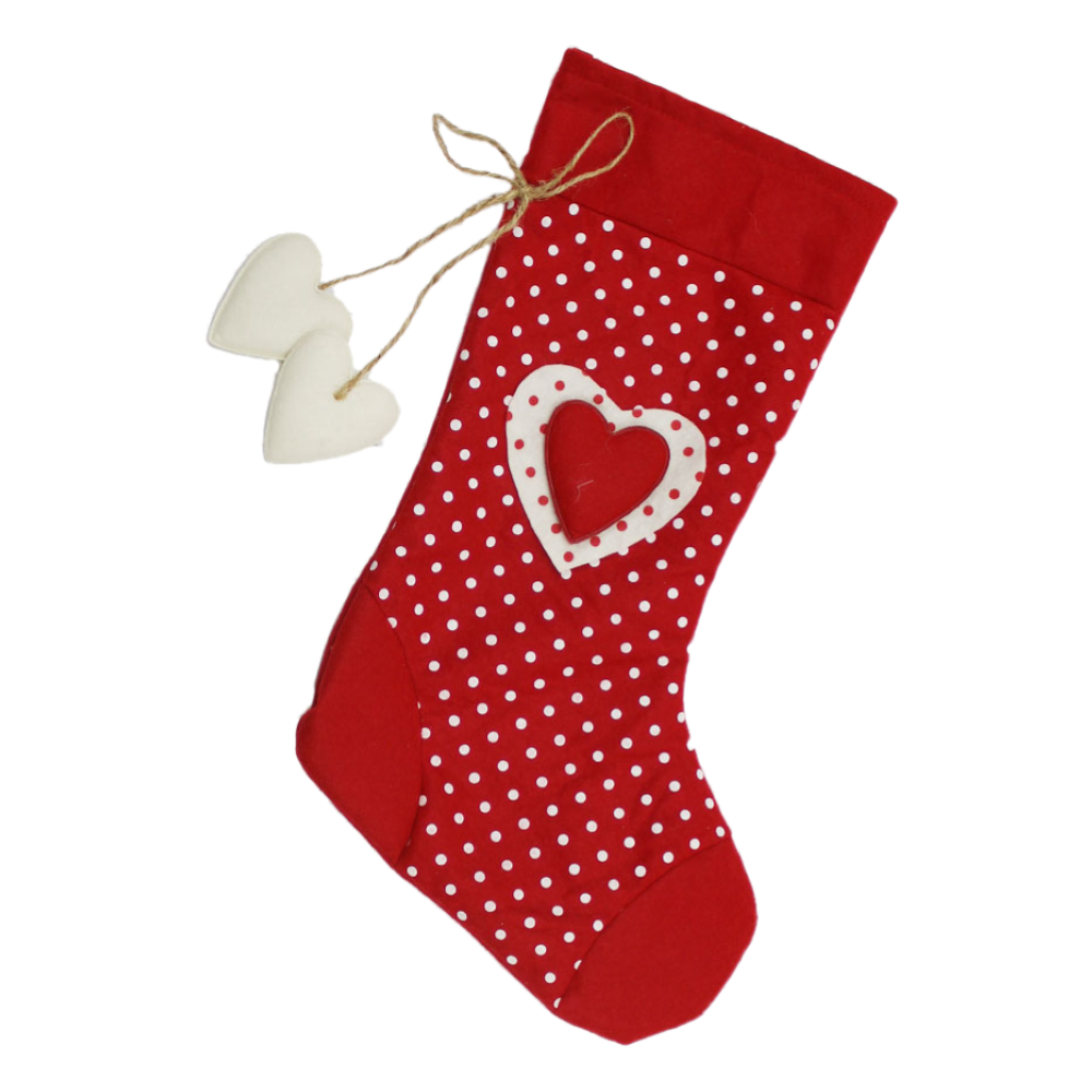 Calza Della Befana a Pois con Cuori 42 CM in Pannolenci Dolci Regali Caramelle - 80842/2