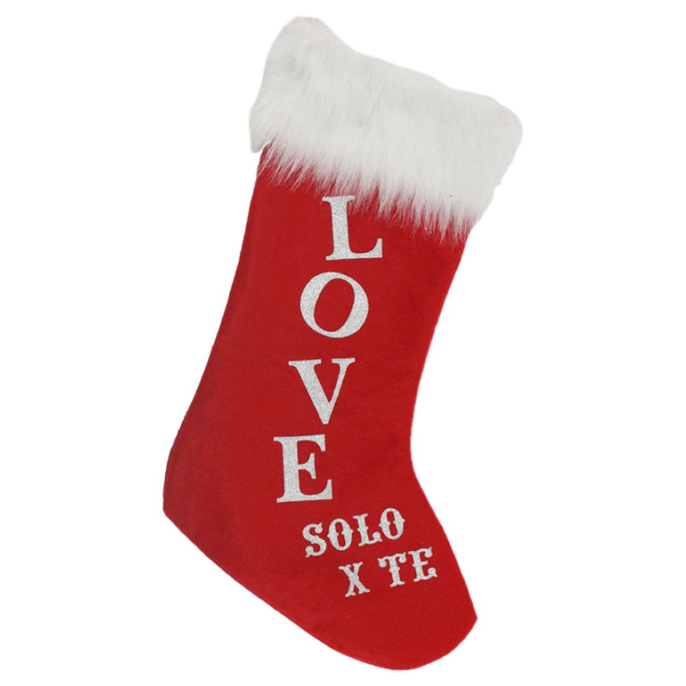 Calza Della Befana "love - Solo per Te" 45 CM in Pannolenci Pelliccia Dolci Regali Caramelle - 94533/1