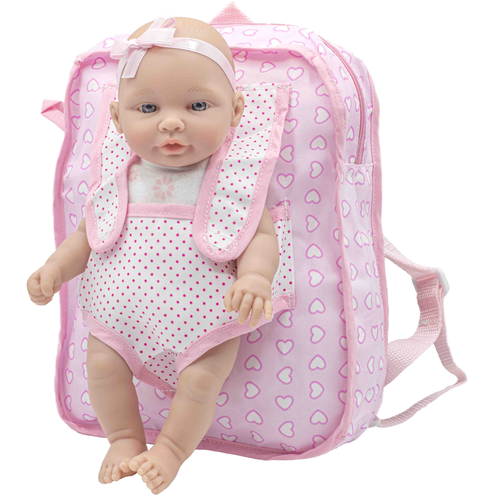 Bambola con Zaino Rauber con Certificato di Nascita 28 CM in Scatola - 2704