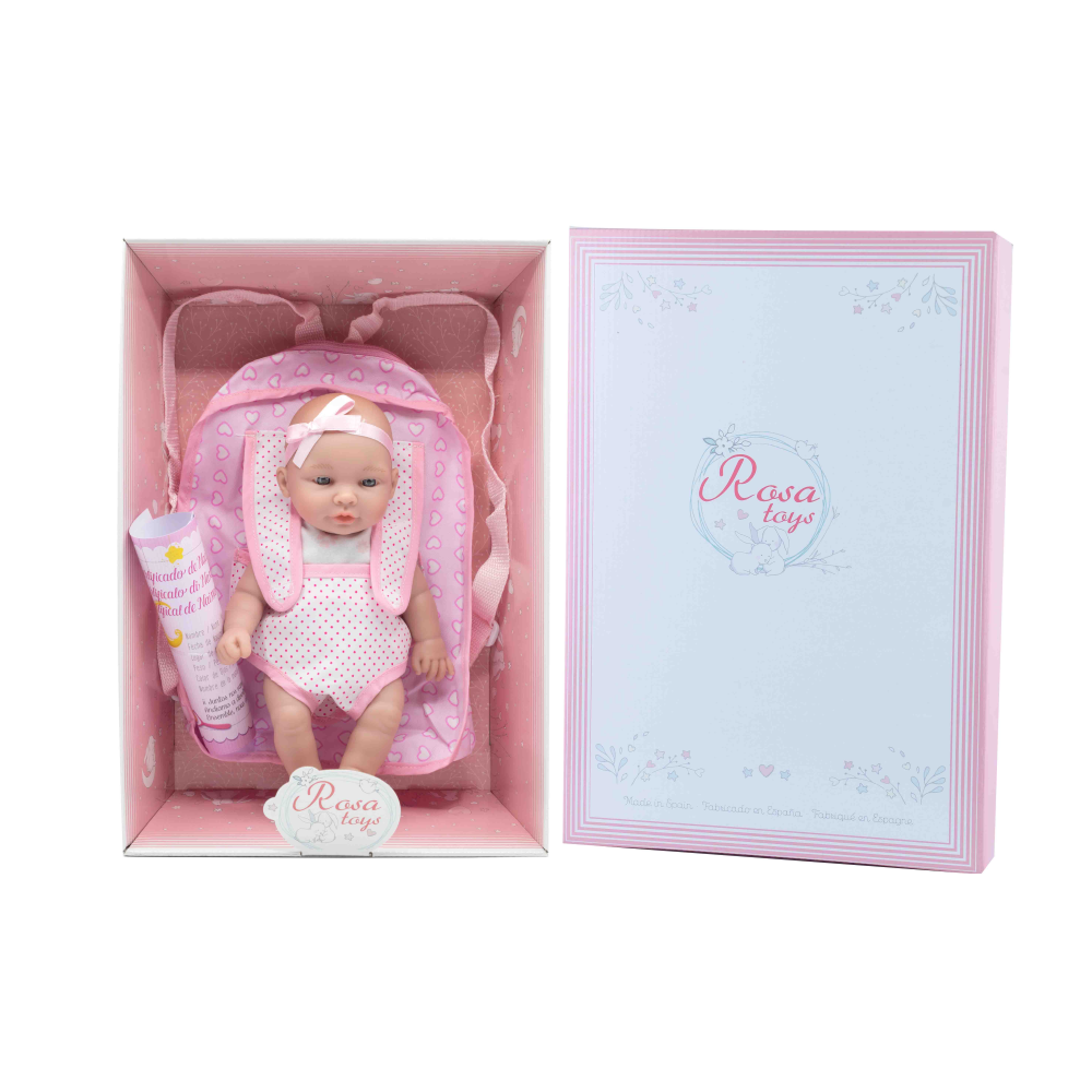 Bambola con Zaino Rauber con Certificato di Nascita 28 CM in Scatola - 2704
