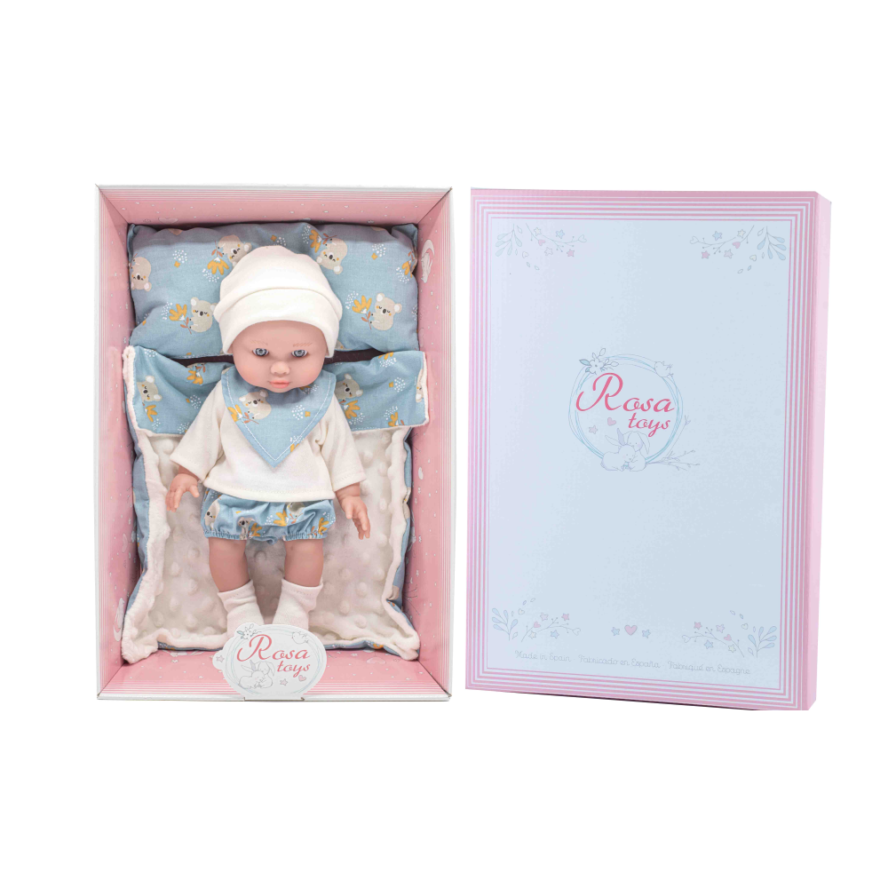 Bambola con Coperta e Cuscino Rauber 30 CM Accessori in Scatola - 3120celeste
