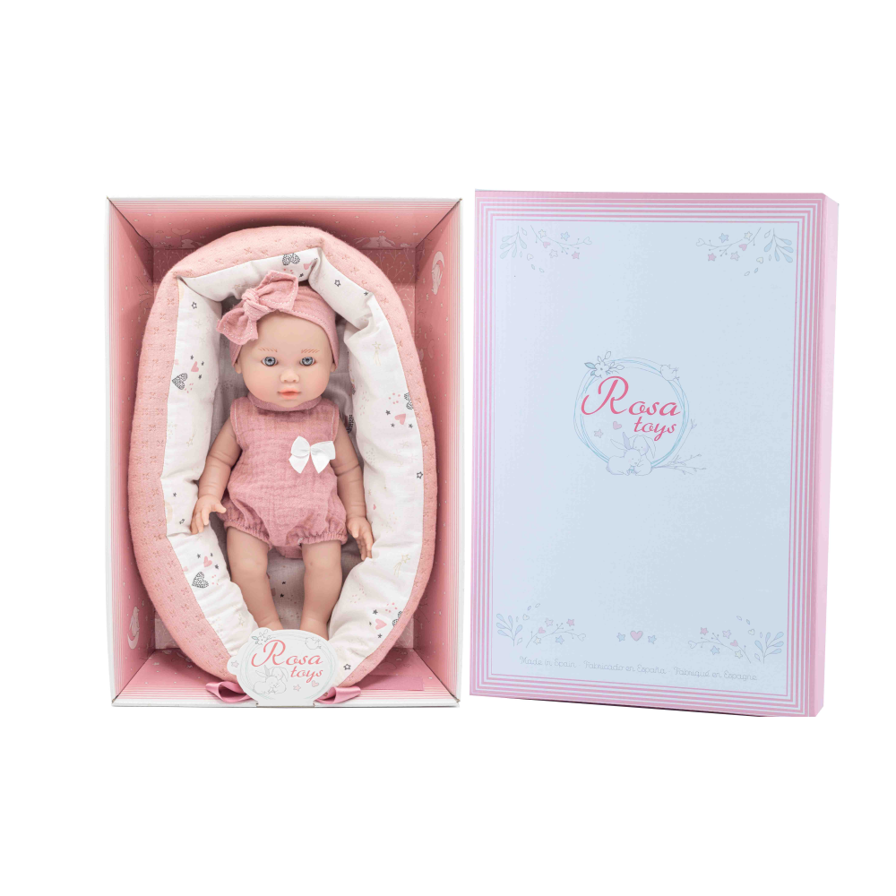 Bambola con Lettino Rauber 30 CM Accessori in Scatola - 3121rosa