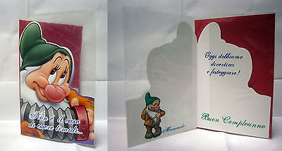 Biglietto Auguri DISNEY Sette Nani Buon Compleanno 17,5x11 CM Mammolo 01