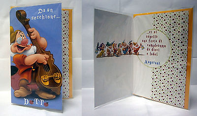 Biglietto Auguri DISNEY Sette Nani Buon Compleanno 17,5x11 CM Dotto