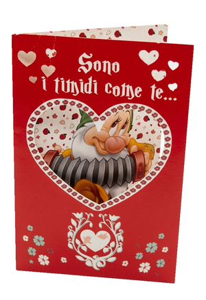 Biglietto Auguri DISNEY Mammolo Biancaneve Romantico con Portafoto Cuore
