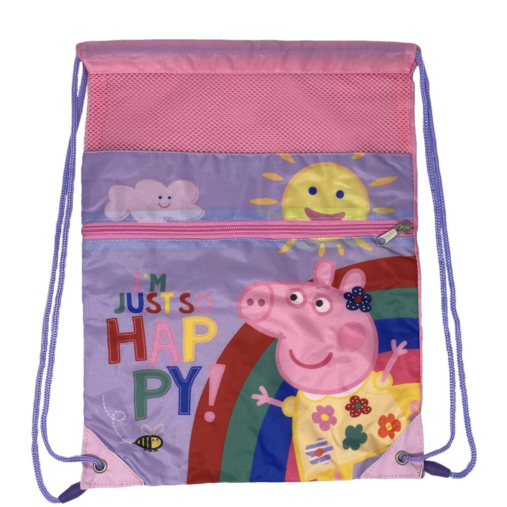 Sacca Peppa Pig con Chiusura a Coulisse Tasca Frontale Borsa Tempo Libero Palestra Cm. 40x30 - Pp17079