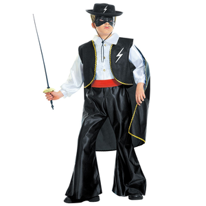 Vestito Carnevale + Accessori Zorro Bandito Mascherato Costume Cappello Fioretto 8/10 Anni Travestimento - 3867+6765z+3411z
