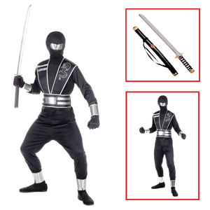 Vestito Carnevale + Accessori Mirror Ninja Costume Spada Giapponese 5/7 Anni Travestimento - 0011+2727n