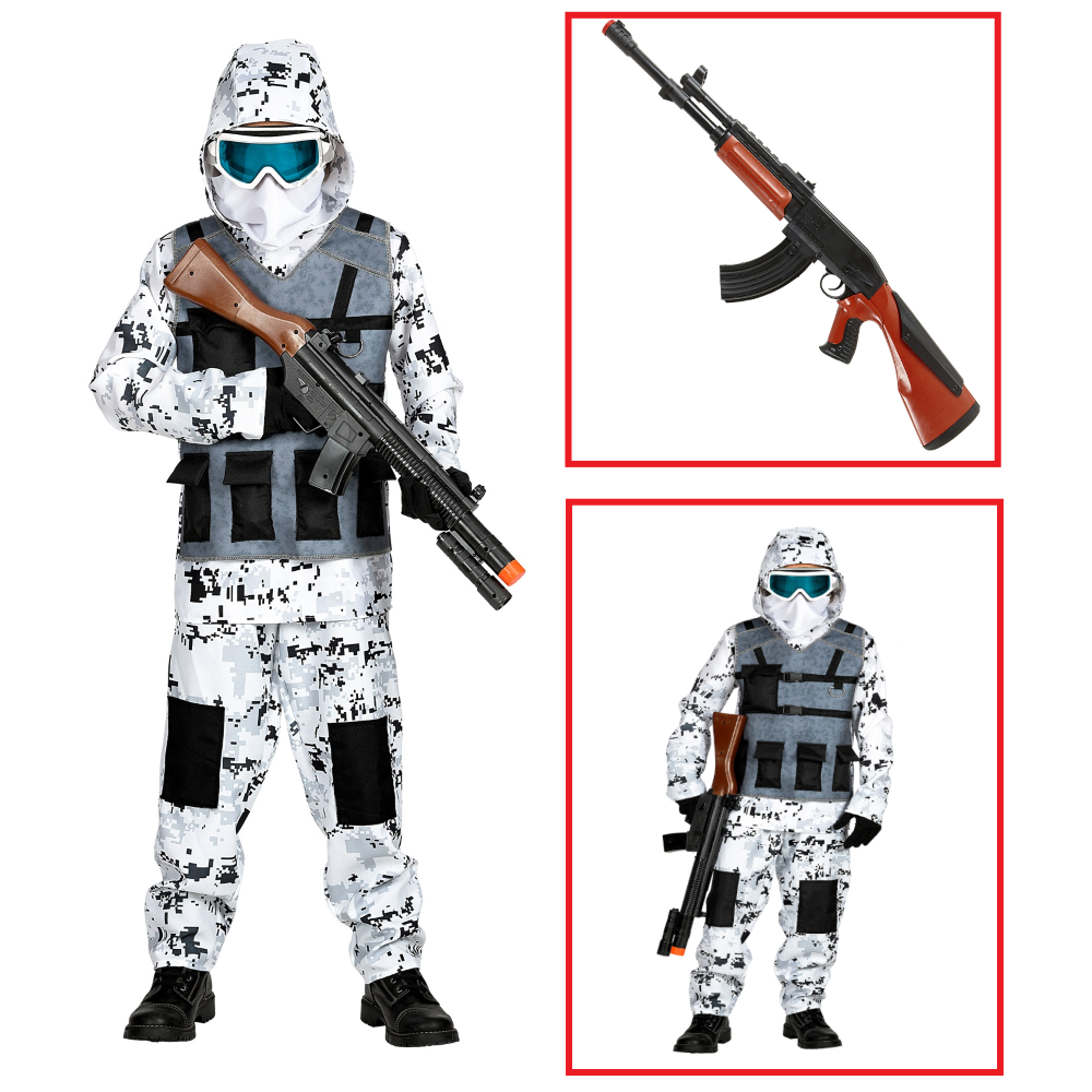 Vestito Carnevale + Accessori Artic Special Forces Kalashnikov Travestimento 11/13 Anni