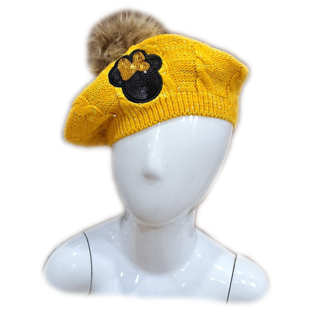 Cappello Invernale Minnie Mouse DISNEY Modello Basco Bambina Sun City - Vh4061senape