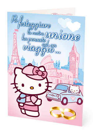 Biglietto Auguri Matrimonio Hello Kitty Originale Sanrio Tema Viaggio Sposi