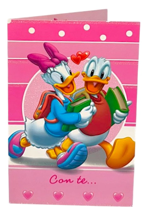 Biglietto Auguri DISNEY Paperino e Paperina Ti Voglio Bene Scuola