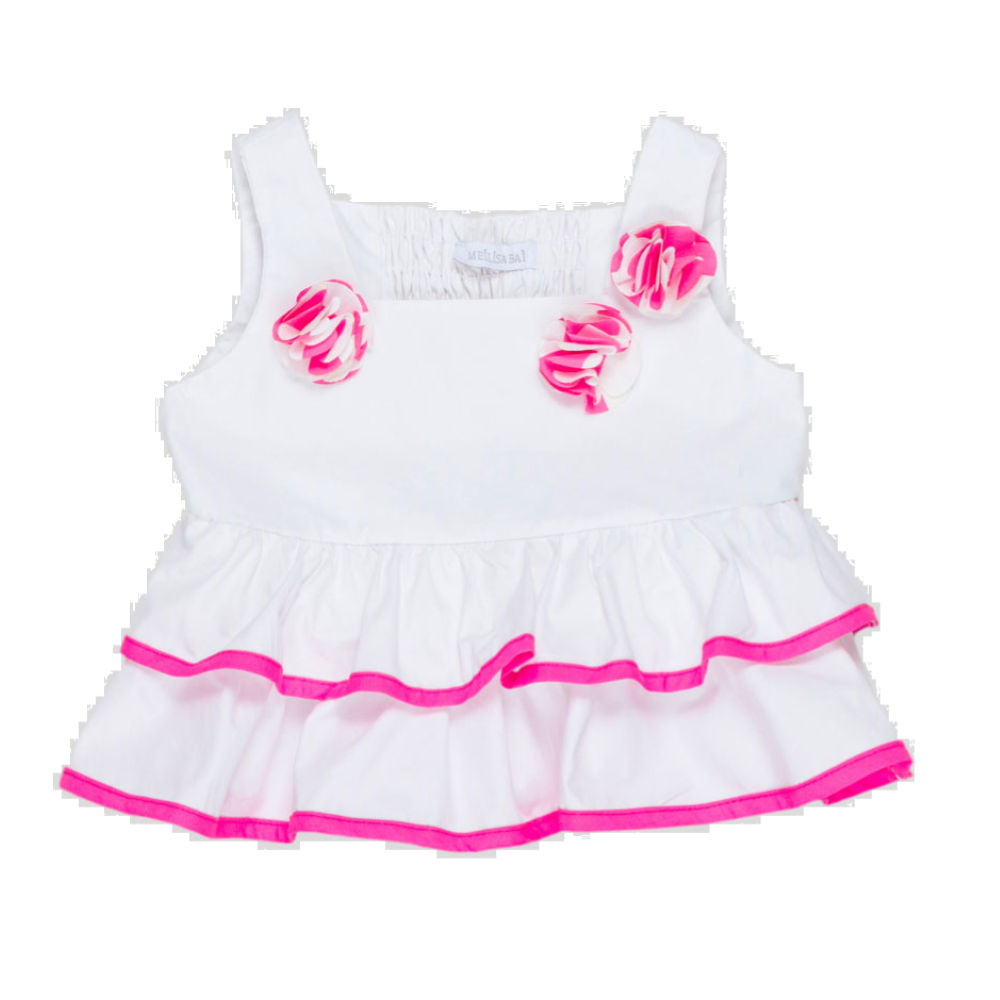 Top Bambina Maglietta con Spalline Applicazioni Floreale Meilisa Bai - Fl5021