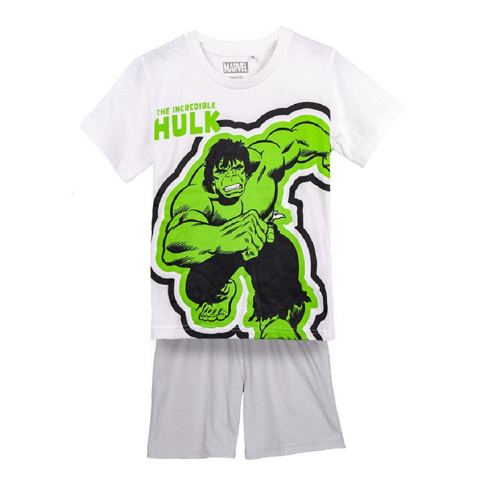 Pigiama Estivo Hulk MARVEL Avengers T-Shirt Maniche Corte Short 100% Cotone Bambino - 1331