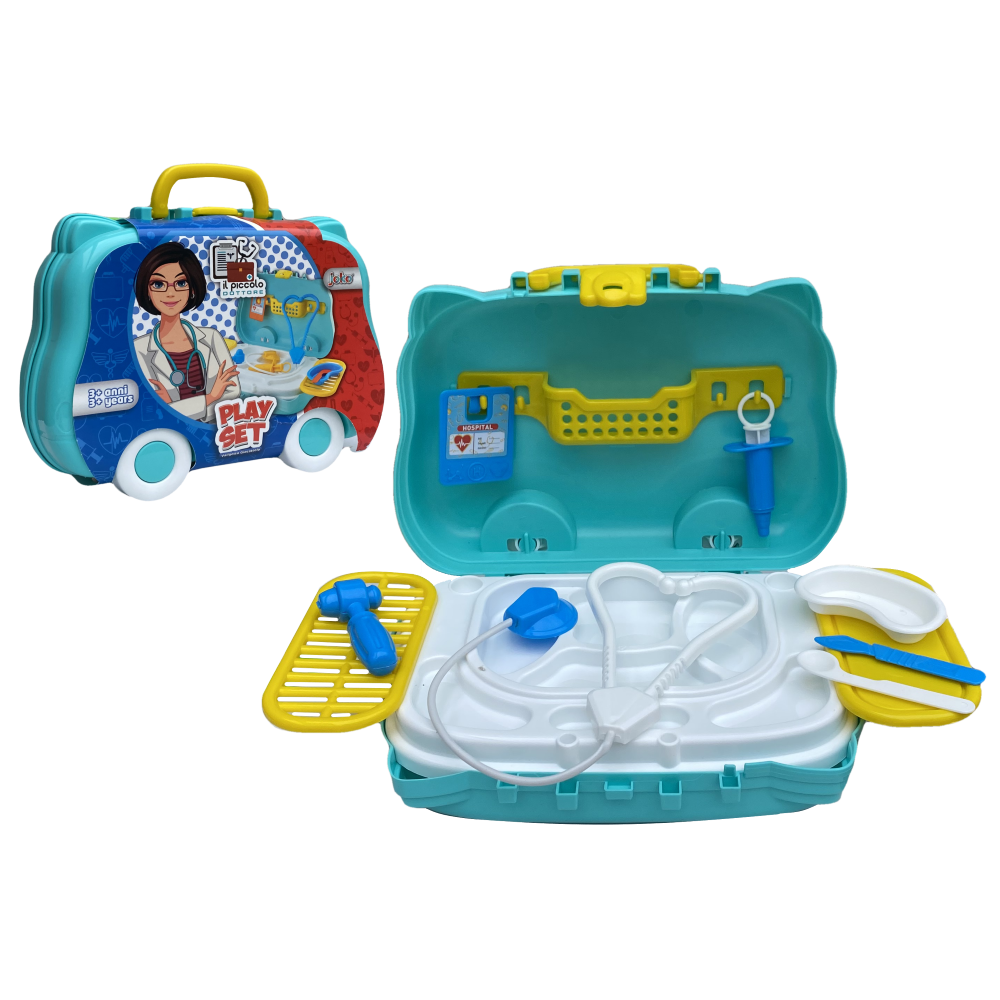 Valigetta Gioco il Piccolo Dottore 8 Pezzi Accessori Strumenti Medici Bambini - Toy0647