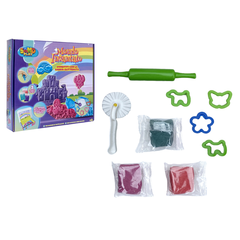 Set Attivita' Sabbia Magica 13 Pezzi Mondo Incantato Strumenti per Modellare - Pla0017