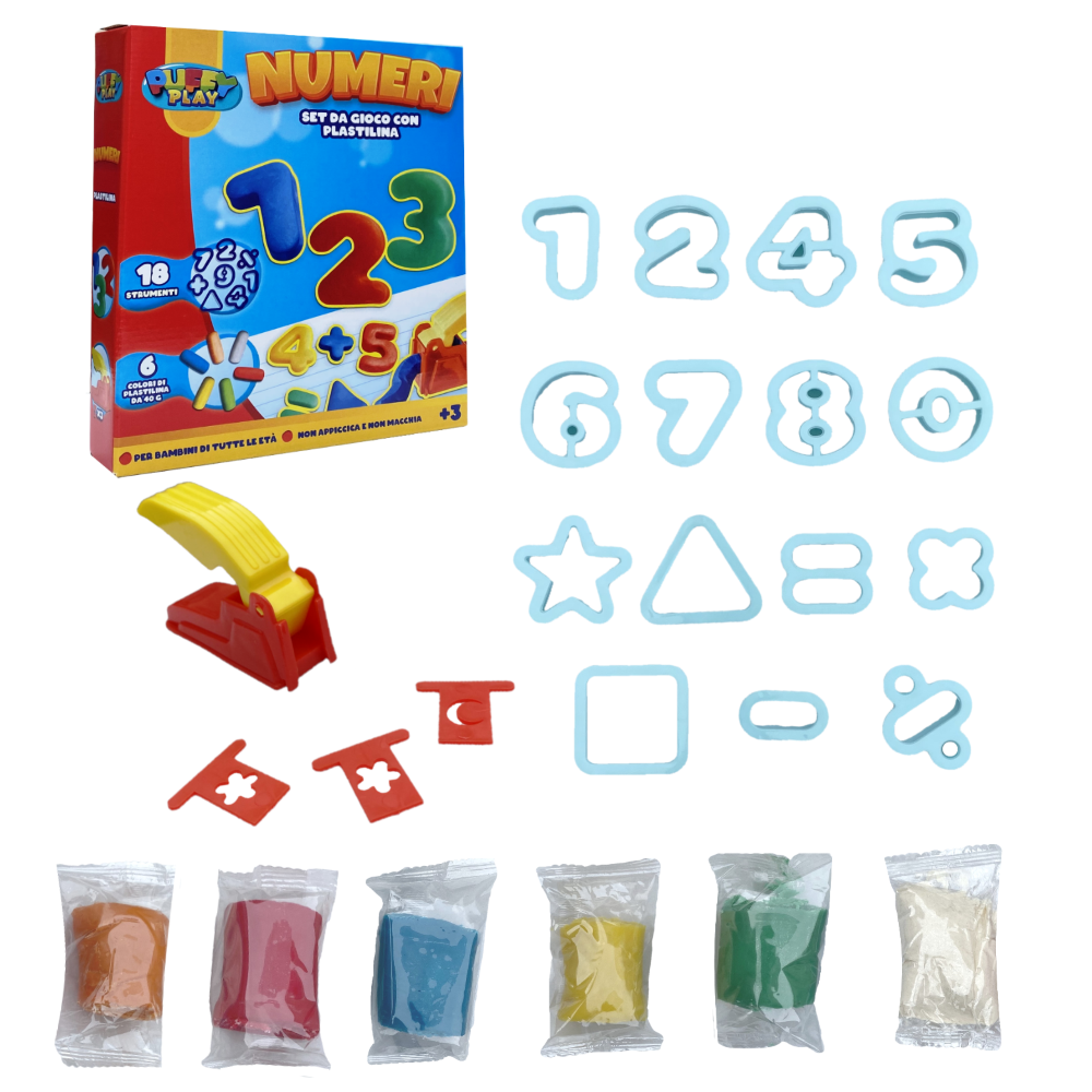 Set Attivita' Plastilina 24 Pezzi Numeri Strumenti per Modellare - Pla0022