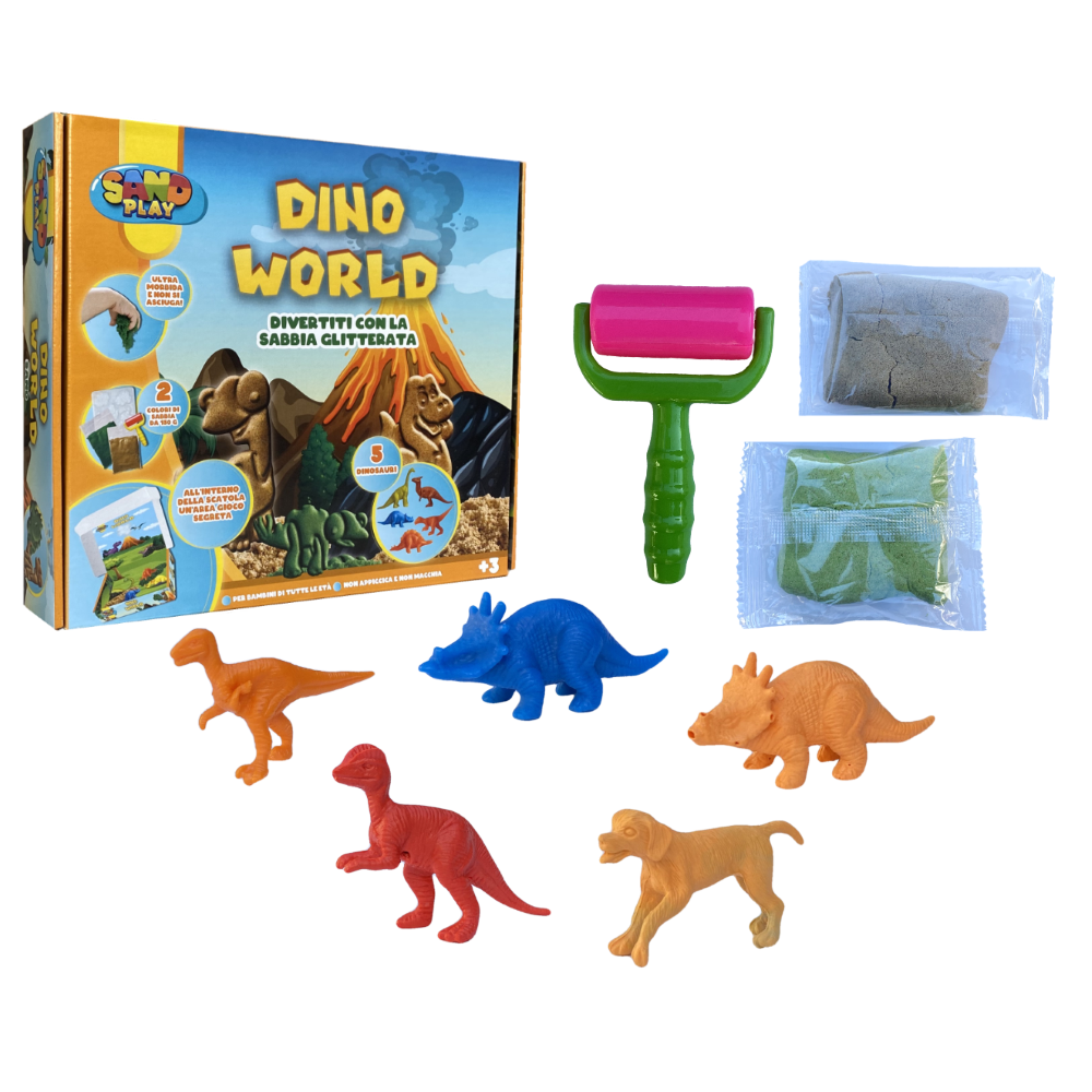 Set Attivita' Sabbia Magica 13 Pezzi Mondo Dei Dionsauri Strumenti per Modellare - Pla0019