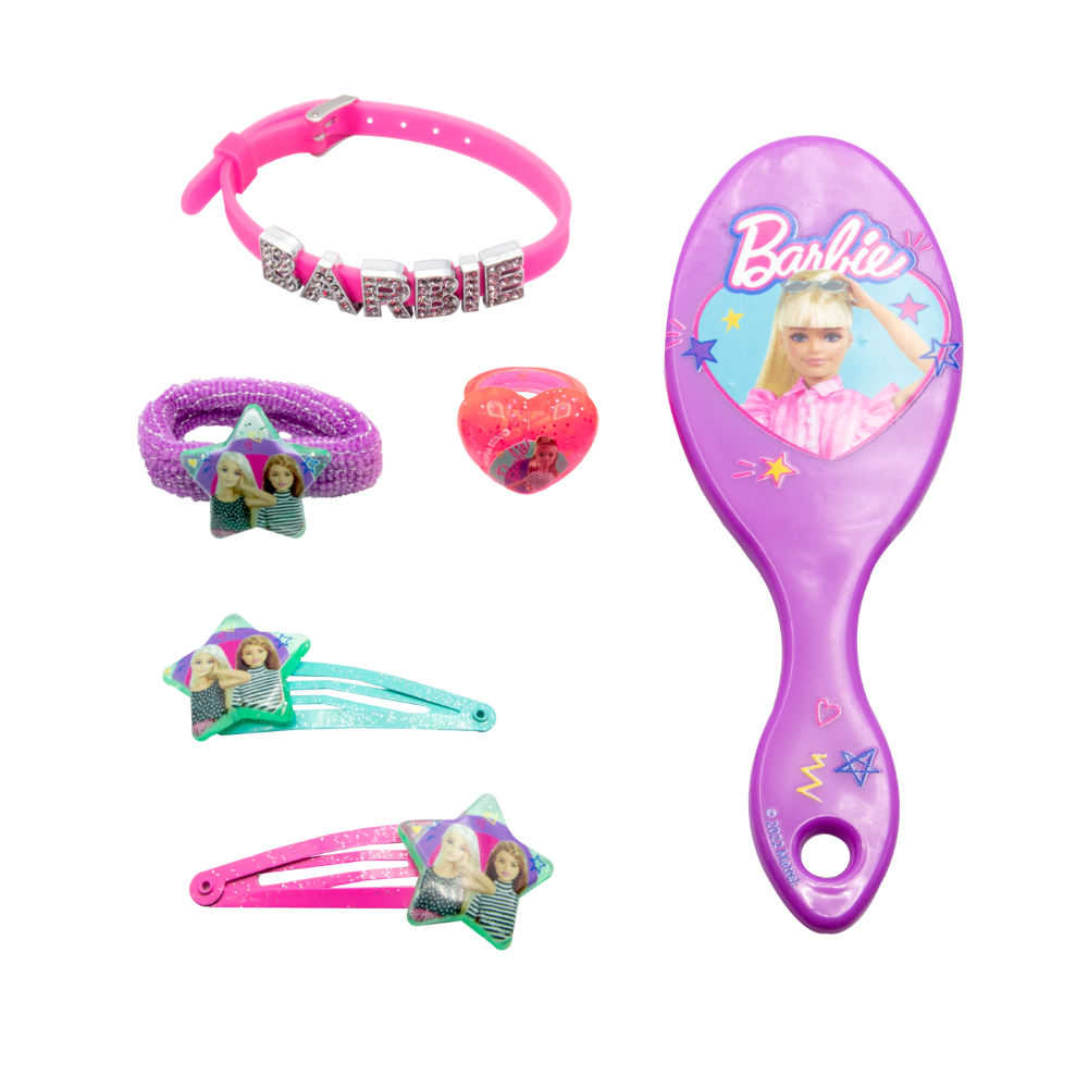 Portagioie Completo di Accessori Capelli 6 Pezzi Barbie in Confezione Regalo - 22783