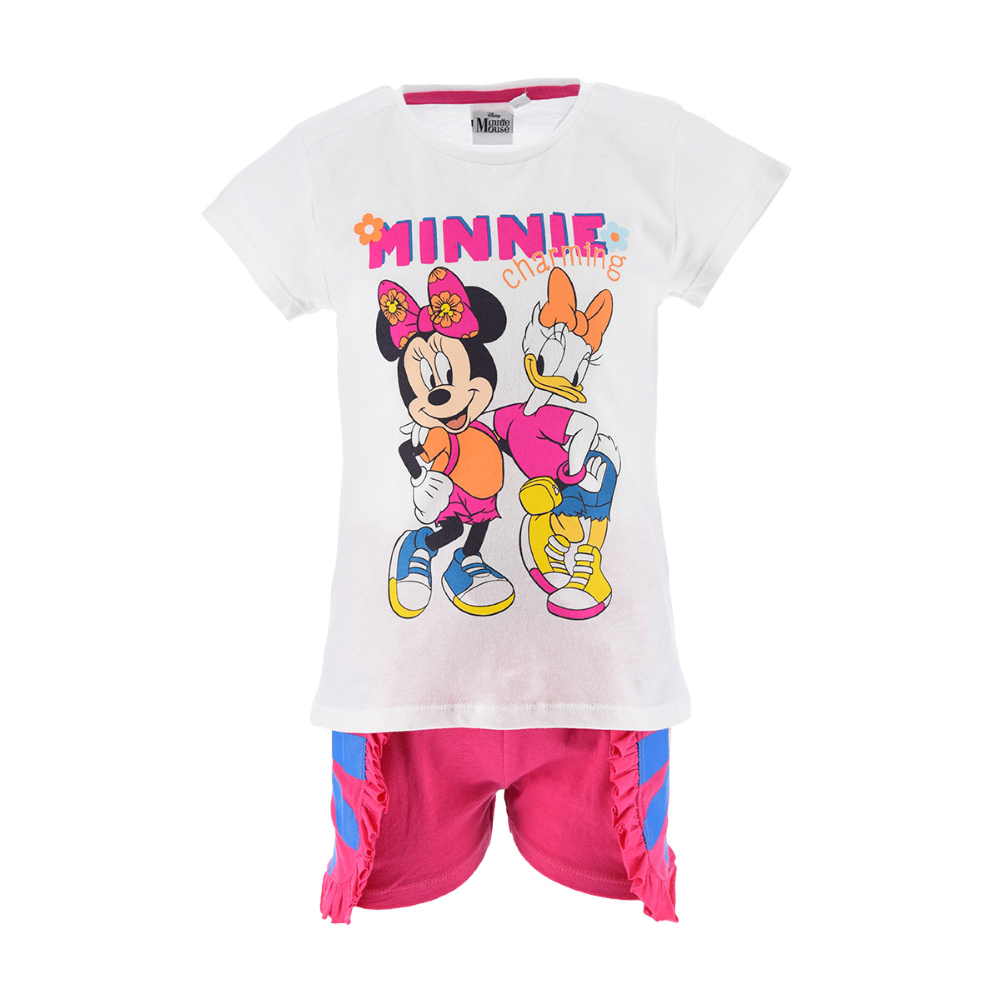 Completo Short + T-Shirt M.c. Minnie Mouse DISNEY Bambina Sun City 3/8 Anni - We1089bianco