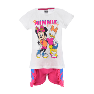 Completo Short + T-Shirt M.c. Minnie Mouse DISNEY Bambina Sun City 3/8 Anni - We1089bianco