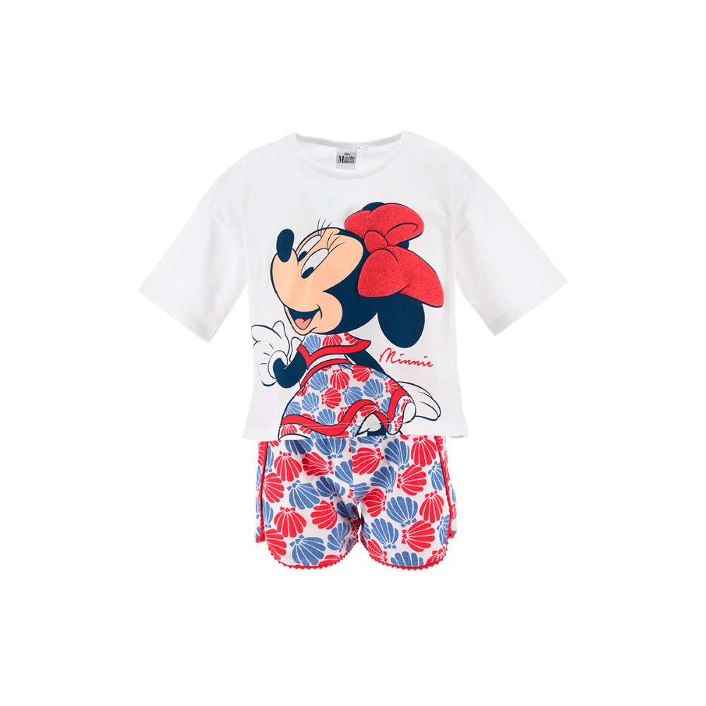 Completo Short + T-Shirt M.c. Minnie Mouse DISNEY Bambina Sun City 3/8 Anni - We1094bianco