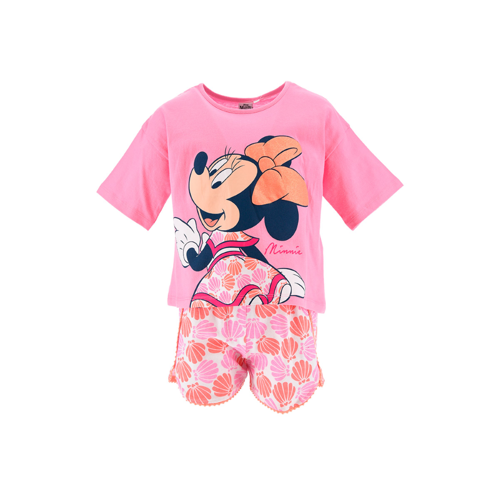 Completo Short + T-Shirt M.c. Minnie Mouse DISNEY Bambina Sun City 3/8 Anni - We1094rosa