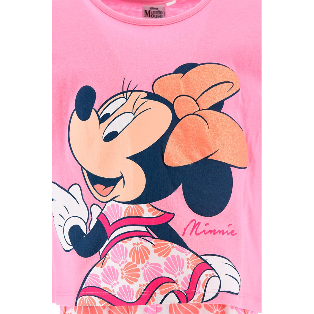 Completo Short + T-Shirt M.c. Minnie Mouse DISNEY Bambina Sun City 3/8 Anni - We1094rosa