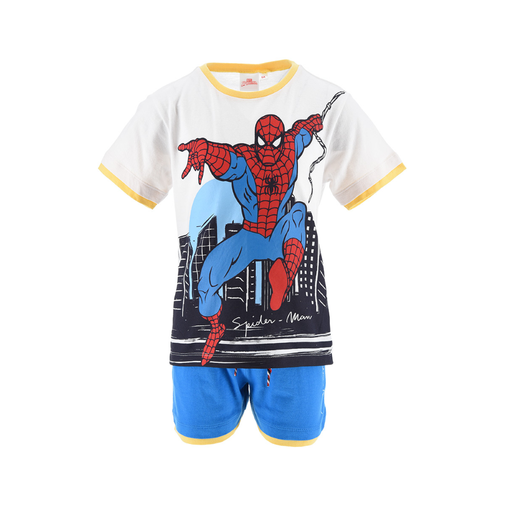 Completo Short + T-Shirt Spiderman MARVEL Bambino Sun City 3/8 Anni - We1212bianco