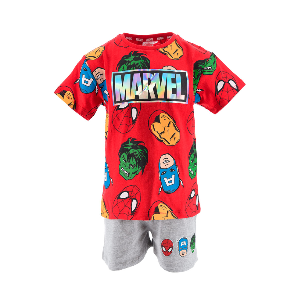 Completo Short + T-Shirt Avengers MARVEL Bambino Sun City 3/8 Anni - We1024rosso