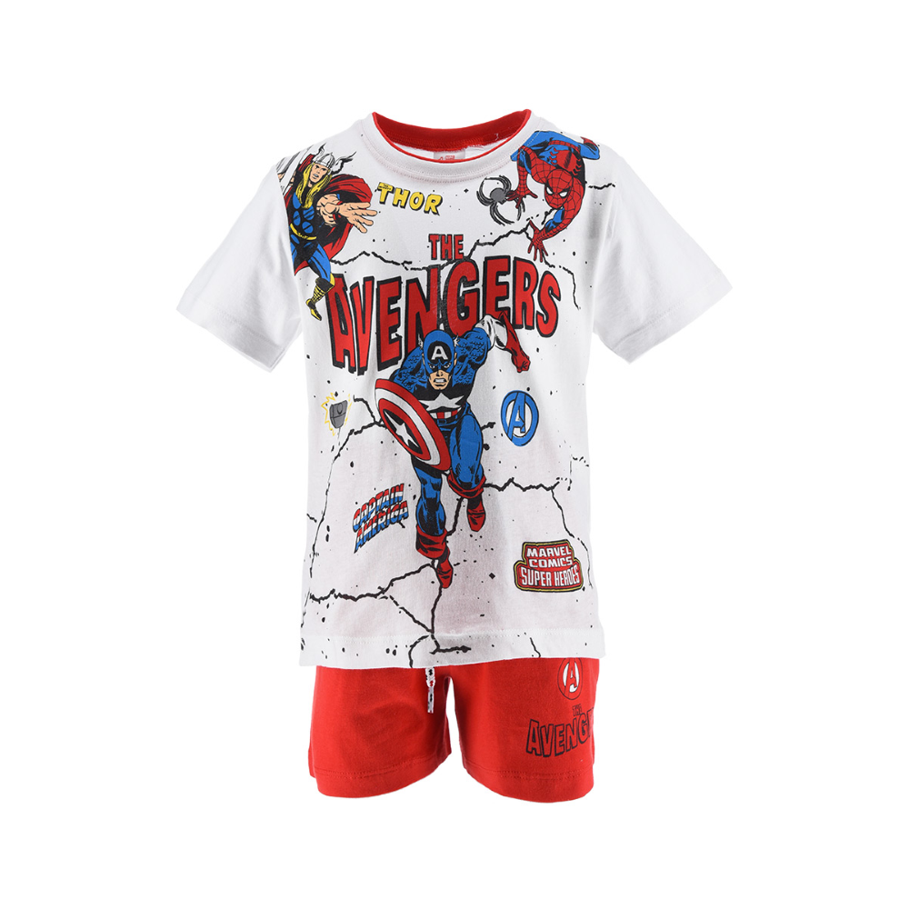 Completo Short + T-Shirt Avengers MARVEL Bambino Sun City 3/8 Anni - We1195bianco