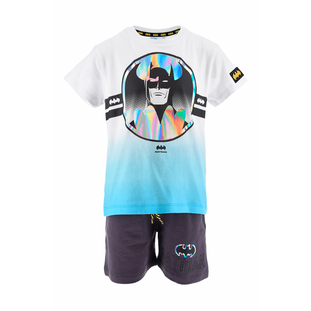 Completo Short + T-Shirt Batman Bambino Sun City 3/8 Anni - We1058celeste
