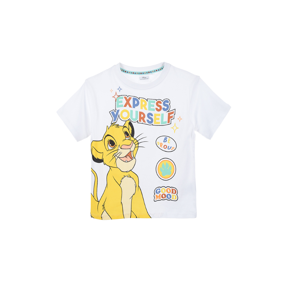 T-Shirt M.c. Simba DISNEY il Re Leone Maglietta Bambino Sun City 3/8 Anni - We1076bianco